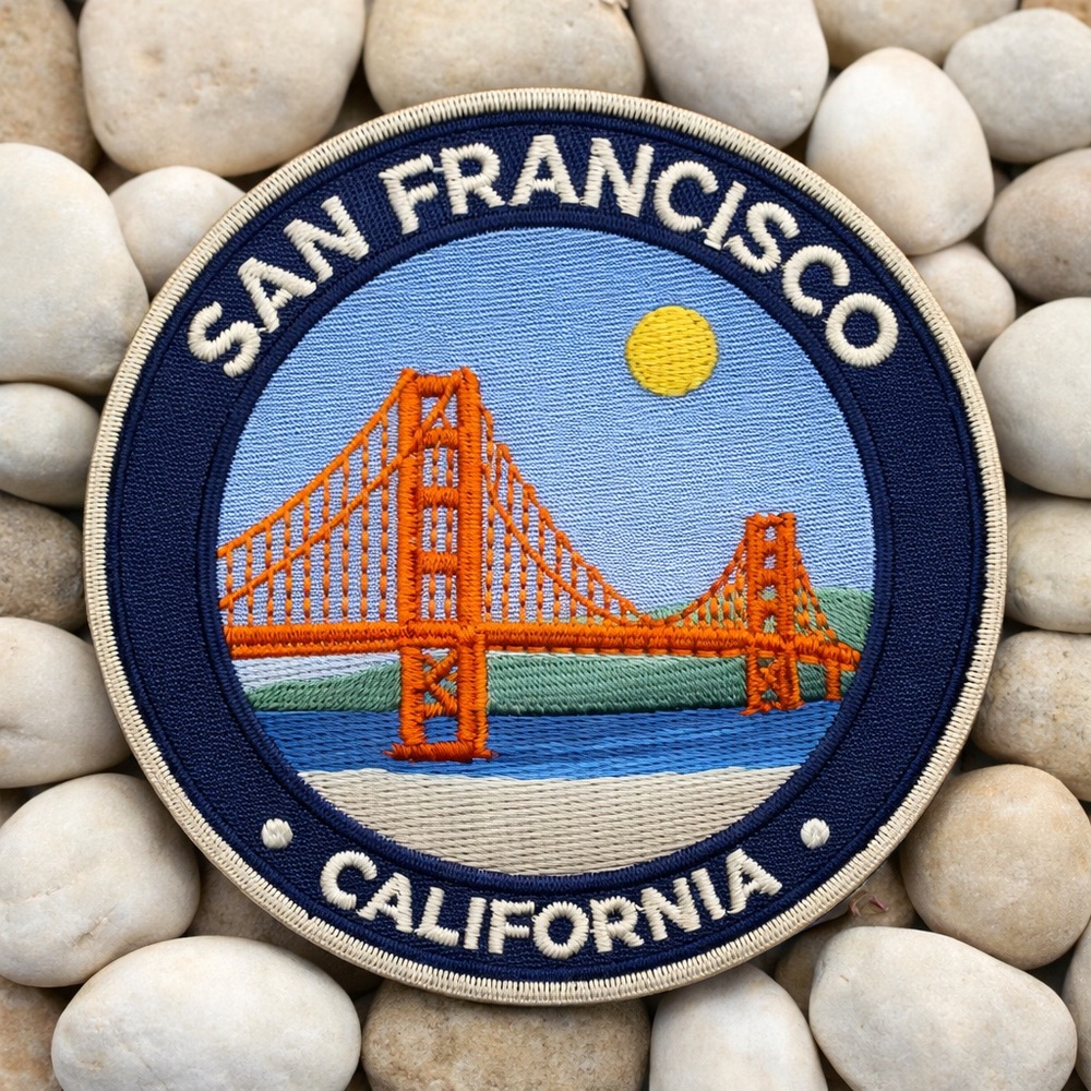 San Francisco CA Iron On Patch 3 Inch Embroidered Golden Gate Bridge - Picture 3 of 6
